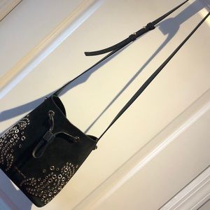 Michael Kors black suede bucket bag
